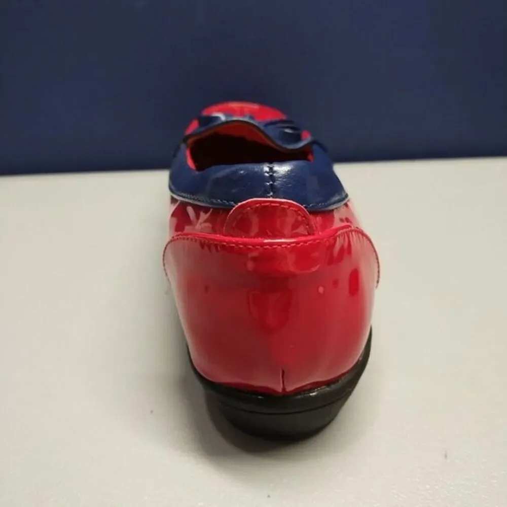Beacon Misty Duck Rain Shoes Womens Size 11 Red‎ Blue Patent Leather Slip On